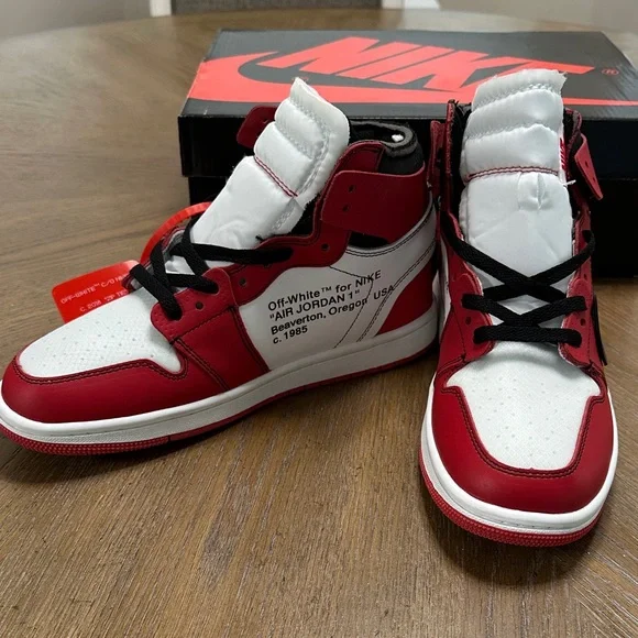 Jordan retro 1 high x Off-white red white black men’s Sz 8.5 - Picture 3 of 5